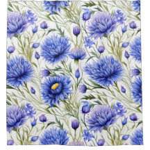 Blue Cornflower Seamless Pattern, Blue Floral