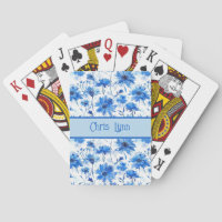 Blue Cornflower Type Floral Pattern