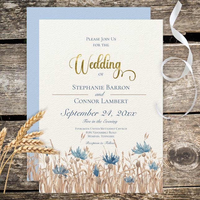 Blue Cornflowers and Wheat Field Invitation (Creator Uploaded)