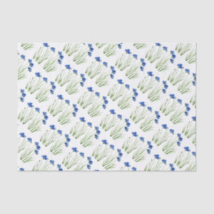 Blue Cornflowers Flowers watercolor chic Pattern  Tissue Paper
