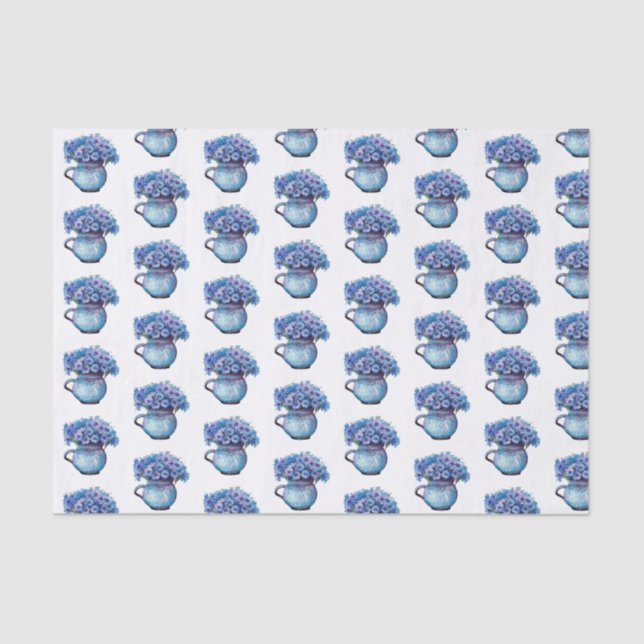 blue Cornflowers in a jug цветок акварель Tissue Paper (Front)