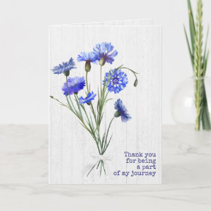 Blue Cornflowers On White Wood Thank You Card