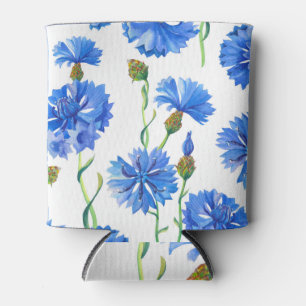 Blue cornflowers: watercolor floral seamless. can cooler