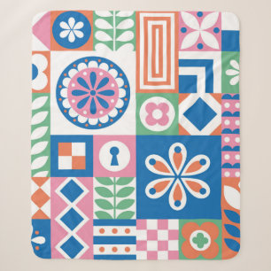 Blue cornflowers. Watercolor floral seamless patte Sherpa Blanket