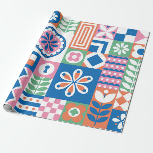 Blue cornflowers. Watercolor floral seamless patte Wrapping Paper
