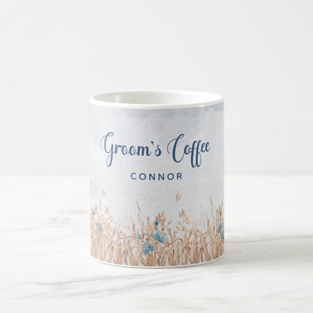 Blue Cornflowers & Wheat Field Groom's Mug (Center)
