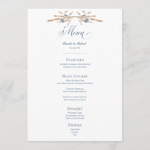 Blue Cornflowers & Wheat Wedding Menu