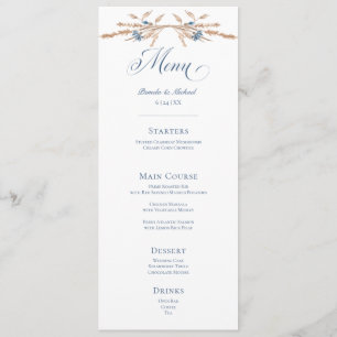 Blue Cornflowers & Wheat Wedding Menu