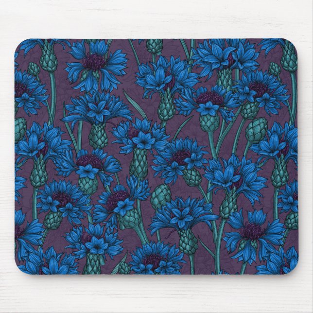 Blue cornflowers, wild flowers mouse mat (Front)