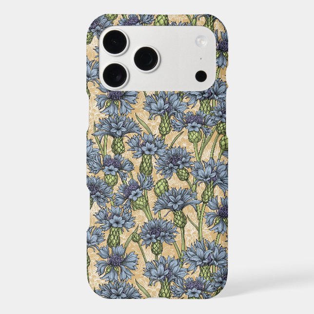 Blue cornflowers, wild flowers on honney yellow (Back)
