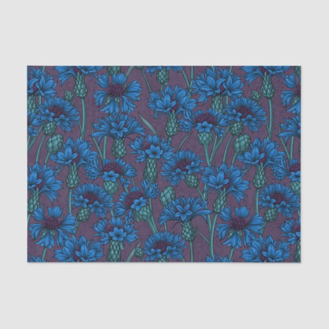 Blue cornflowers, wild flowers tissue paper (Front)