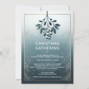 Blue Corporate Christmas Invitation Gold Accents