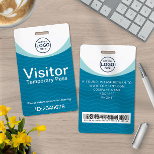 Blue Corporate Visitor Pass ID Barcode Badge