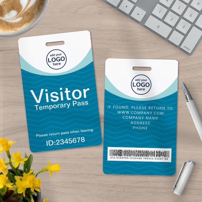 Blue Corporate Visitor Pass ID Barcode Badge (Creator Uploaded)