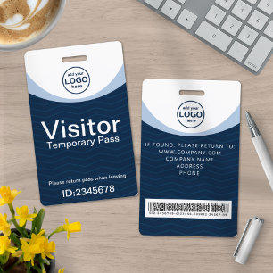 Blue Corporate Visitor Pass ID Barcode with custom ID Badge
