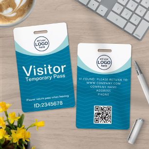 Blue Corporate Visitor Pass ID QR Code Badge