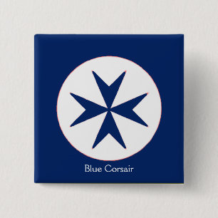 BLUE CORSAIR STYLE octagon cross 15 Cm Square Badge