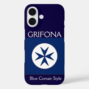 BLUE CORSAIR STYLE octagon cross iPhone 16 Case