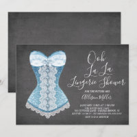 Blue Corset Lingerie Bridal Shower Invitation