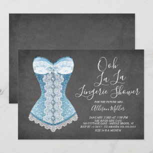 Blue Corset Lingerie Bridal Shower Invitation