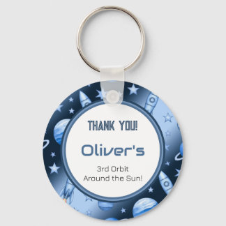 Blue Cosmic Celestial Rocket Odyssey Key Ring
