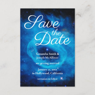 Blue Cosmic Reef Space Photo Save the Date Invitation