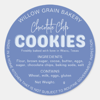 Blue Cottage Cookie Ingredient List Sticker