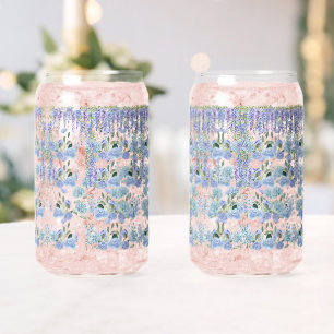 Blue Cottage Garden Glass Cup: Romantic Floral
