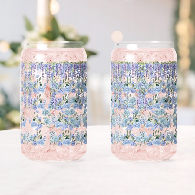 Blue Cottage Garden Glass Cup: Romantic Floral (Insitu (Wedding))