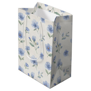 Blue Cottagecore Wildflowers Botanical Print Medium Gift Bag