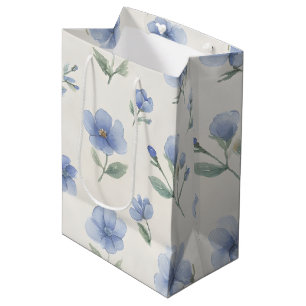 Blue Cottagecore Wildflowers Botanical Print Medium Gift Bag