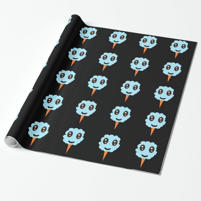 Blue Cotton candy Gift Wrap (Unrolled)
