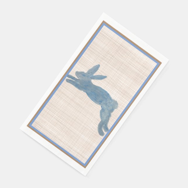 Blue Country French Bunny Rabbit Paper Napkin (Corner)