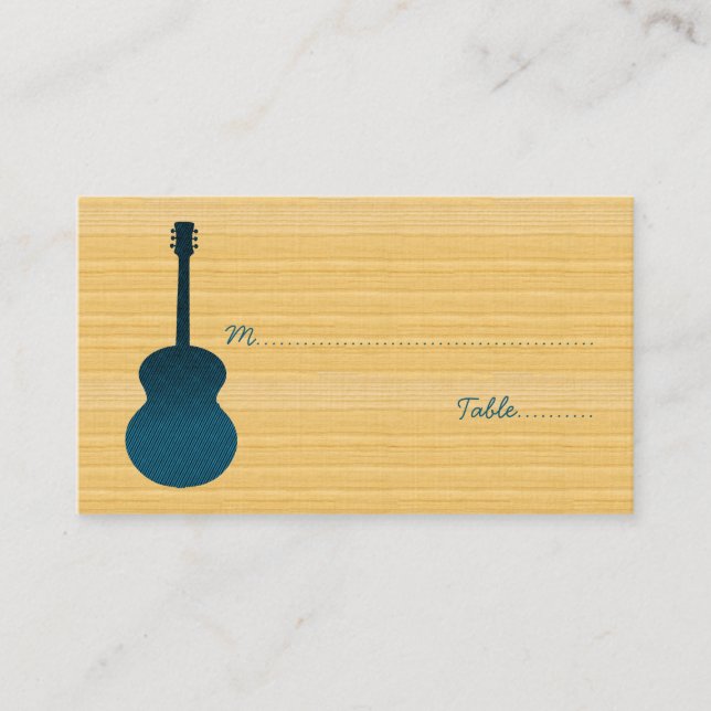 Blue Country Guitar Place Card (Front)