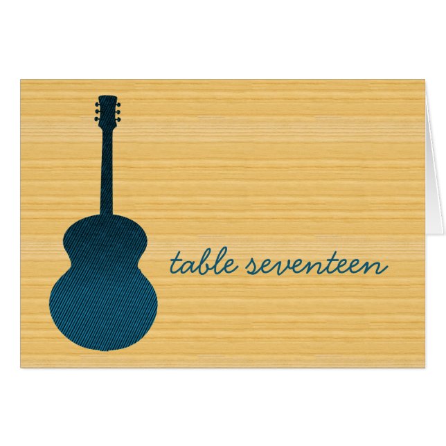 Blue Country Guitar Table Number Card (Front Horizontal)