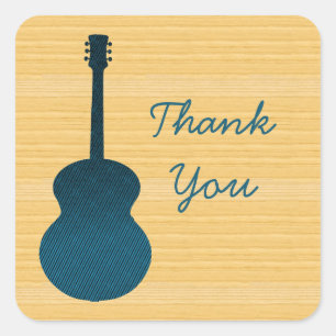 Blue Country Guitar Thank You Stickers