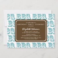 Blue Country Western BBQ Birthday Party Invitation