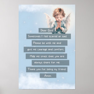 Blue Courage Child Prayer Poster