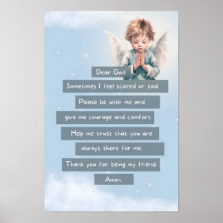 Blue Courage Child Prayer Poster
