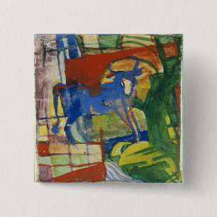Blue Cow, 1914 (tempera on paper) 15 Cm Square Badge