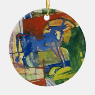 Blue Cow, 1914 (tempera on paper) Ceramic Tree Decoration