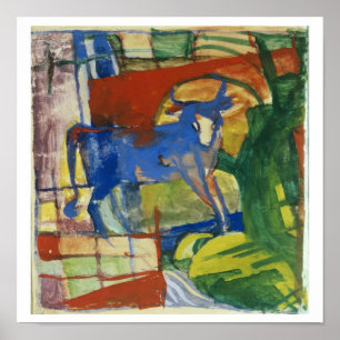 Blue Cow, 1914 (tempera on paper) Poster
