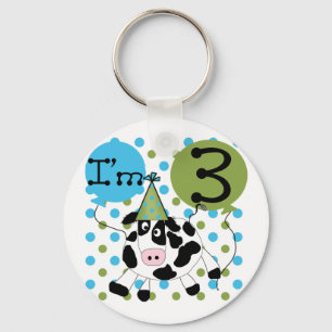 Blue Cow 3rd Birthday Tshirts and Gifts Key Ring