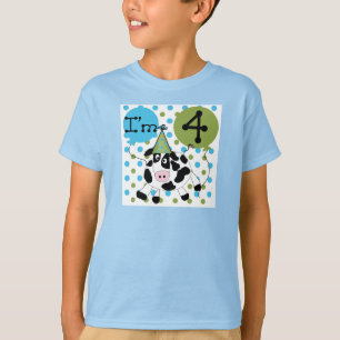 Blue Cow 4th Birthday Tshirts and Gifts