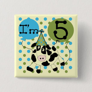 Blue Cow 5th Birthday Tshirts and Gifts 15 Cm Square Badge