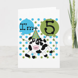 Blue Cow 5th Birthday Tshirts and Gifts Card