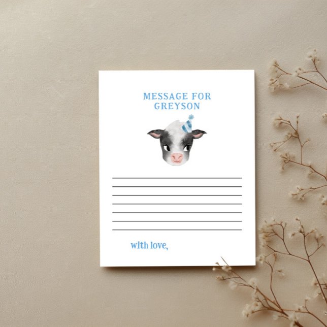 Blue Cow Birthday Time Capsule Message Card (Creator Uploaded)