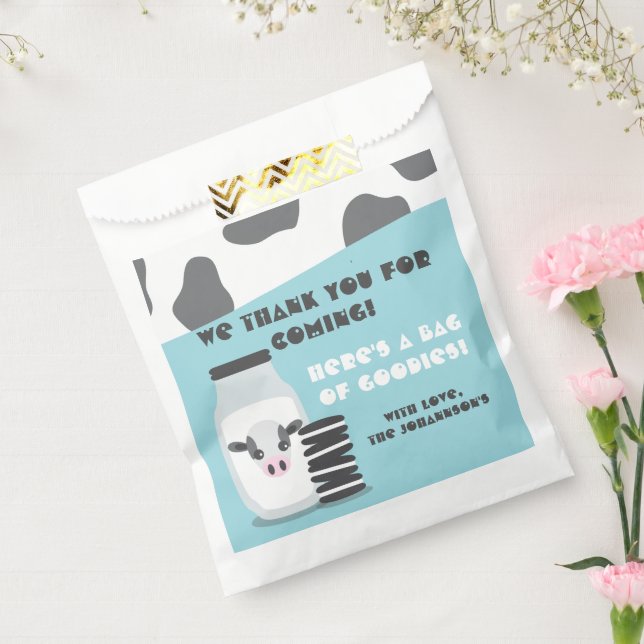 BLUE Cow Milk and Cookies Baby Shower Favour Bags (Sealed)