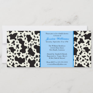Blue Cow Print Bridal Shower Invitation