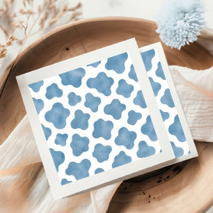 Blue Cow Print Little Cowboy Baby Shower Napkin